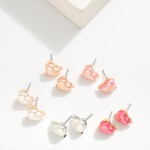 Wholesale puffy Heart Stud Earrings L