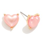 Wholesale puffy Heart Stud Earrings L