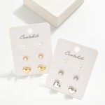 Wholesale set Three Studs Metal Tones Pearls L