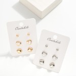 Wholesale set Three Stud Earrings Metal Tones Pearls L