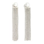 Wholesale pearl Post Drop Earrings Rhinestone Tassel Accent L