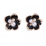 Wholesale painted Metal Flower Post Drop Earrings Pearls Rhinestones L