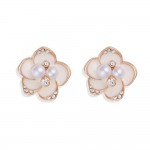 Wholesale painted Metal Flower Post Drop Earrings Pearls Rhinestones L