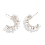 Wholesale chunky Pearl Studded Hoop Earrings D