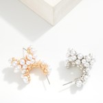 Wholesale chunky Pearl Studded Hoop Earrings D