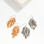 Wholesale metal Linked Leaf Tassel Drop Earrings L