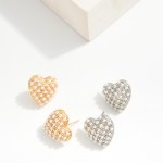 Wholesale pave Pearl Puffy Heart Post Drop Earrings L