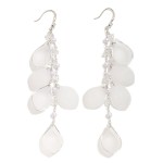 Wholesale chain Linked Opaque Petal Drop Earrings Pearls Faceted Beads L