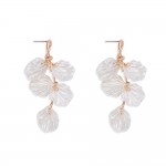 Wholesale linked Pearl Shell Post Drop Earrings Metal Knot Post Rhinestone Detai