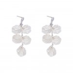 Wholesale linked Pearl Shell Post Drop Earrings Metal Knot Post Rhinestone Detai