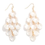Wholesale linked Pearlescent Petal Drop Earrings Rhinestone Accents L