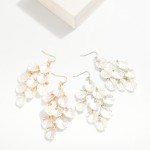 Wholesale linked Pearlescent Petal Drop Earrings Rhinestone Accents L
