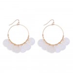 Wholesale metal Wire Hoop Drop Earrings Capiz Shell Metal Bead Accents L
