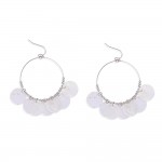 Wholesale metal Wire Hoop Drop Earrings Capiz Shell Metal Bead Accents L