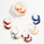 Wholesale glitter Acetate Flower Beaded Wire Hoop Drop Earrings L