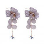 Wholesale linked Acrylic Flowers Flower Petal Drop Earrings Beaded Accents L