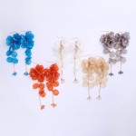 Wholesale linked Acrylic Flowers Flower Petal Drop Earrings Beaded Accents L