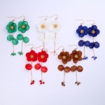 Wholesale acrylic Flower Drop Earrings Linked Flower Petals Beaded Accents L