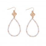 Wholesale pearl Beaded Teardrop Earrings Linked Metal Clover L