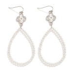 Wholesale faceted Bead Beaded Teardrop Drop Earrings Textured Clover Detail L