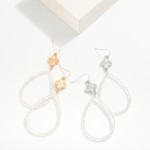 Wholesale faceted Bead Beaded Teardrop Drop Earrings Textured Clover Detail L