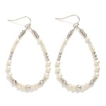 Wholesale beaded Teardrop Drop Earrings Metal Tones Pearls L