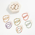Wholesale beaded Teardrop Drop Earrings Metal Tones Translucent Disc Beads L