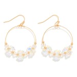 Wholesale metal Wire Hoop Drop Earrings Bow Bead Accents L