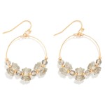 Wholesale metal Wire Hoop Drop Earrings Bow Bead Accents L