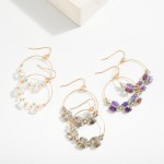 Wholesale metal Wire Hoop Drop Earrings Bow Bead Accents L