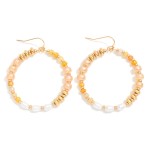 Wholesale beaded Drop Hoop Earrings Disc Beads Metal Tones Pearls L