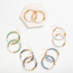 Wholesale beaded Drop Hoop Earrings Disc Beads Metal Tones Pearls L
