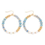 Wholesale beaded Drop Hoop Earrings Disc Beads Metal Tones Pearls L