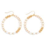 Wholesale beaded Drop Hoop Earrings Disc Beads Metal Tones Pearls L