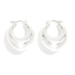 Wholesale puffy Tapered Metal Hoop Earrings D