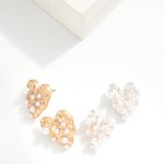 Wholesale metal Heart Drop Earrings Pearls Crater Accents L