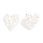 Wholesale metal Heart Drop Earrings Pearls Crater Accents L