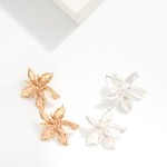 Wholesale textured Metal Flower Drop Earrings L