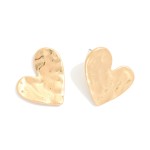 Wholesale hammered Metal Heart Drop Earrings L