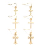 Wholesale set Three Metal Cross Drop Earrings L