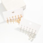 Wholesale set Six Metal Stud Drop Earrings L