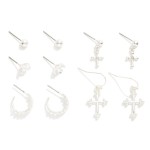 Wholesale set Five Metal Stud Hoop Drop Earrings L
