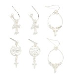 Wholesale set Three Metal Cross Drop Earrings L
