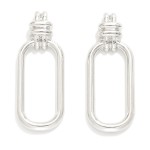 Wholesale metal Rounded Rectangle Post Drop Earrings Layered Metal Post L