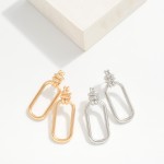 Wholesale metal Rounded Rectangle Post Drop Earrings Layered Metal Post L