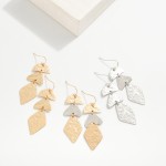 Wholesale linked Multi Textured Abstract Metal Drop Earrings L
