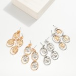 Wholesale linked Metal Hoop Post Drop Earrings Nesting Hammered Metal Oval Accen