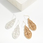 Wholesale metal Oval Filigree Drop Earrings L