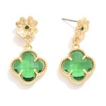 Wholesale linked Clover Post Drop Earrings Metal Tones Glass Crystal L