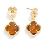 Wholesale linked Clover Post Drop Earrings Metal Tones Glass Crystal L